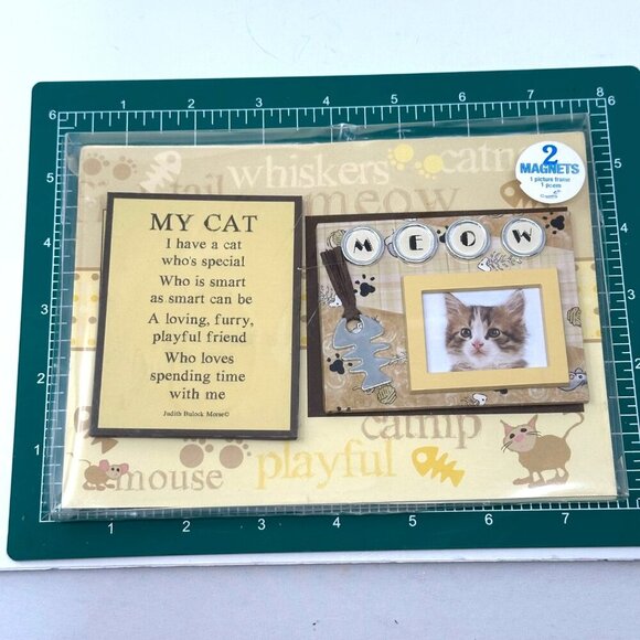 Cat Magnet Gift Set Meow Photo Frame Poem by Judith Bulock Morse New Sealed Gift - Picture 6 of 8